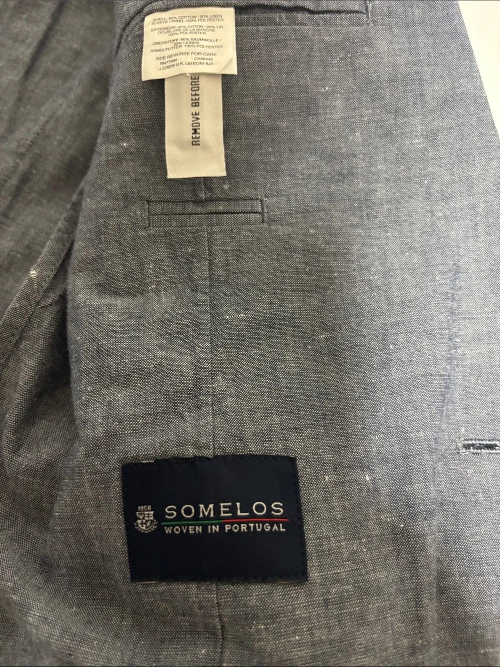 J.Crew Ludlow Sport Coat 34S Blue Cotton Linen Blazer Lightweight Summer